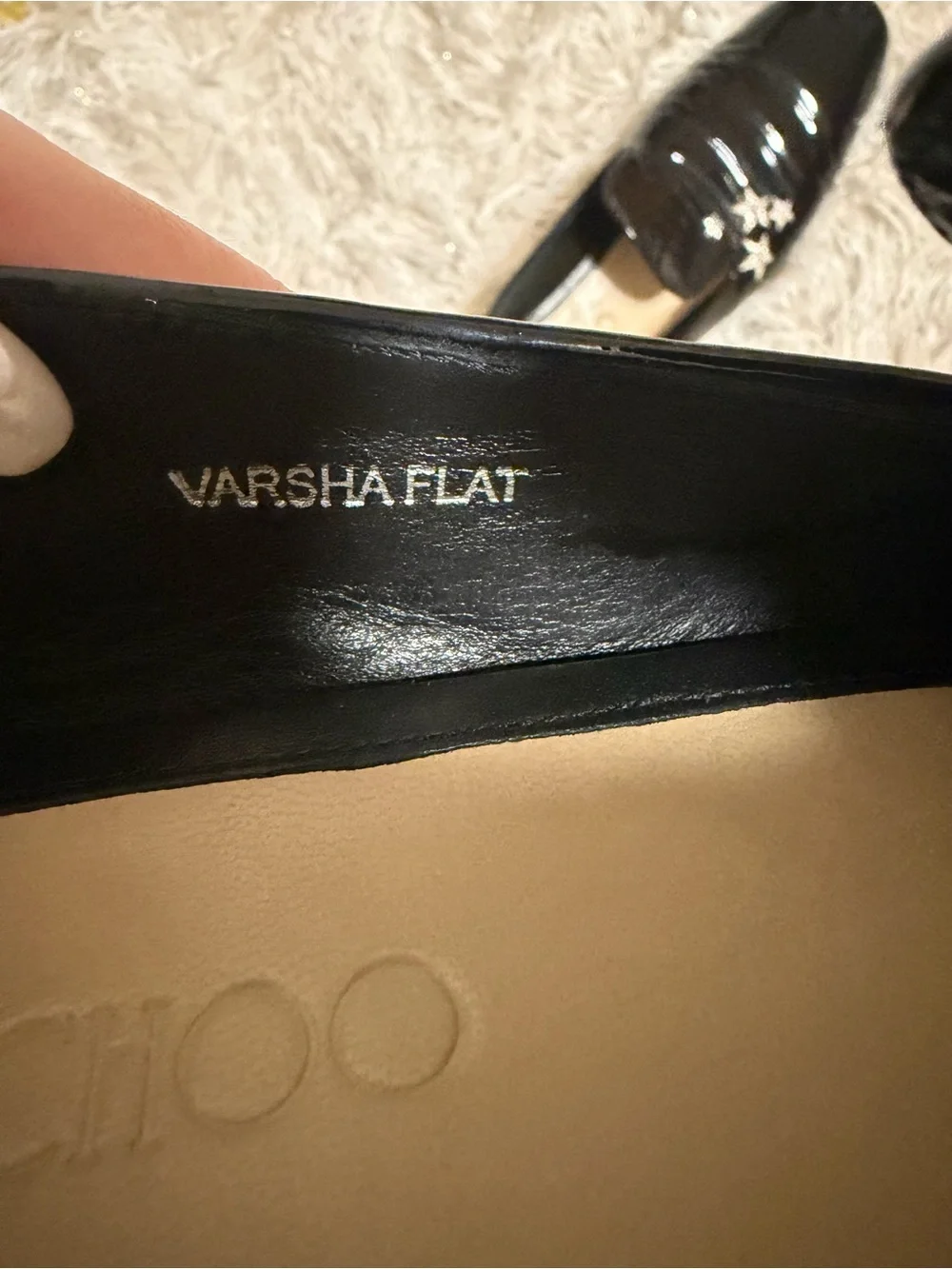 Jimmy Choo Black Patent Loafers with Silver Crystal Stars